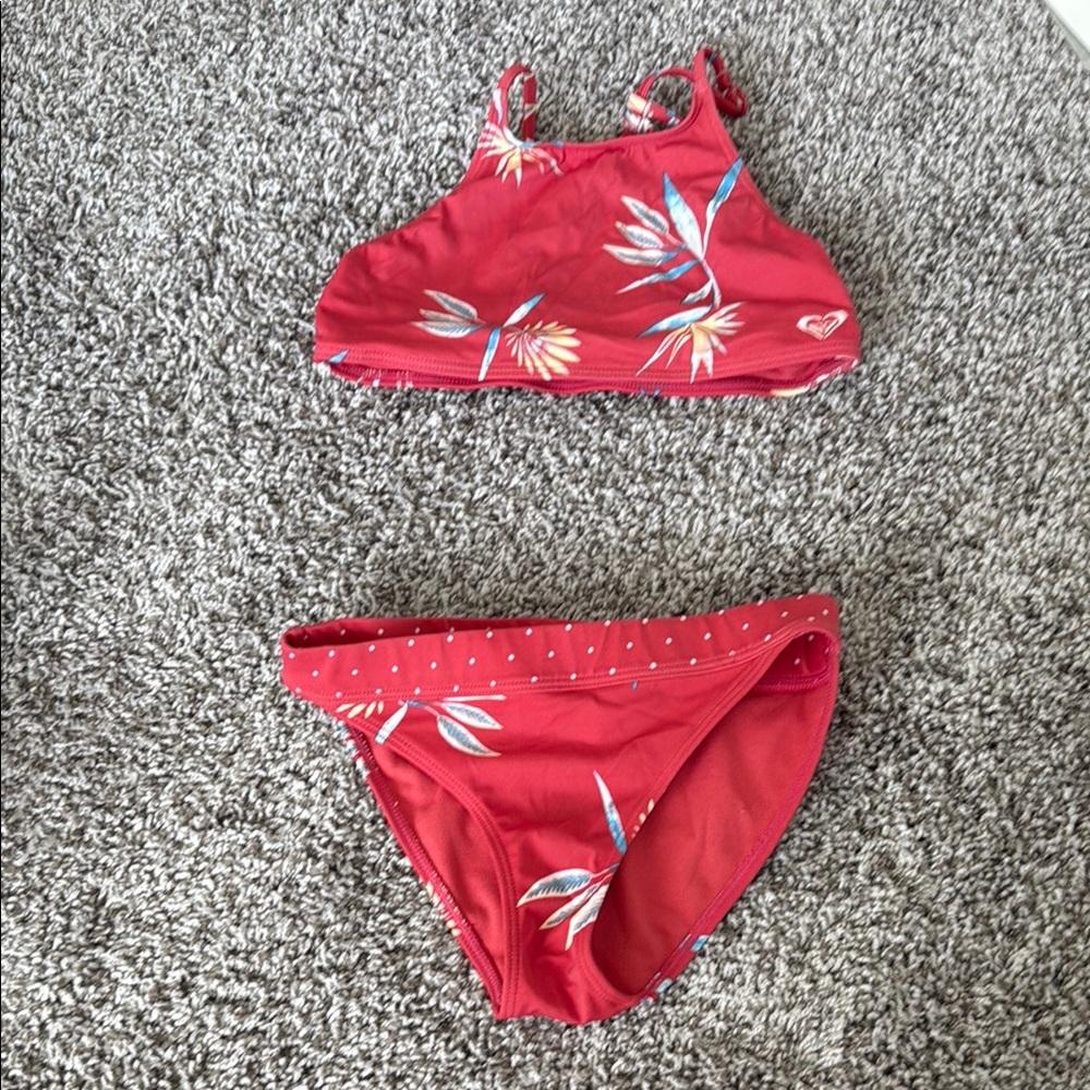 Red Floral Roxy Bikini Set